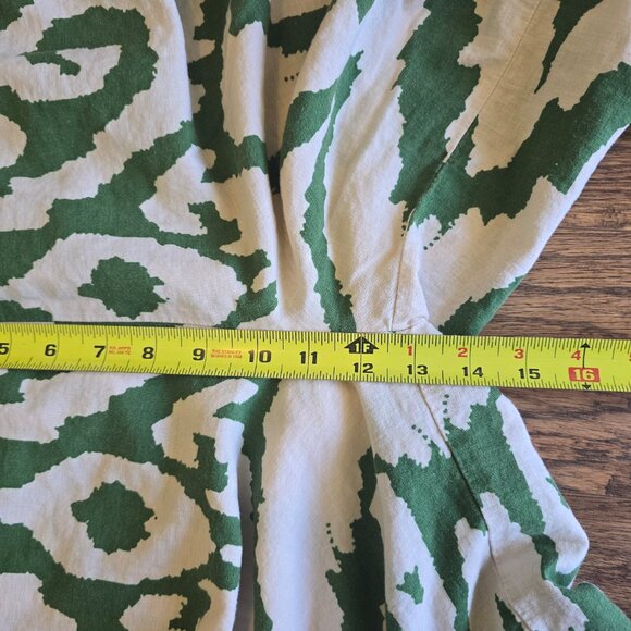 Rachel Zoe Wide Leg Boho Cropped Linen Pants EUC- Women's Size M - Green/Cream - Picture 10 of 11